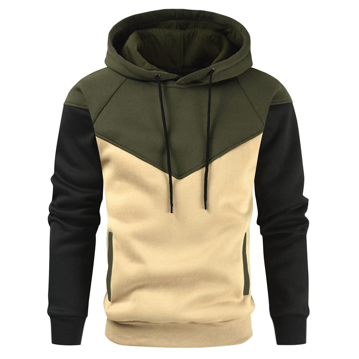 Herren modischer Kapuzenpullover mit geometrischem Farbspiel ModeGeist