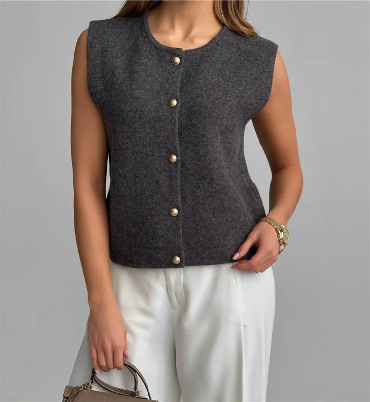 Damen Strickweste mit edlen Knöpfen ModeGeist