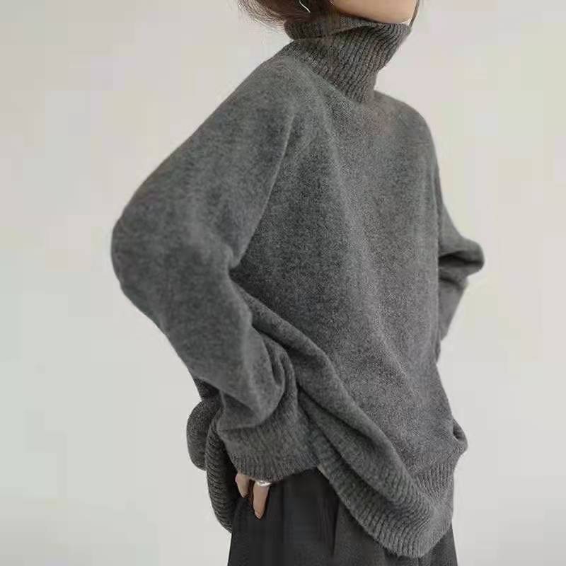 Damen bequemer Rollkragenpullover aus hochwertigem Wollmix ModeGeist