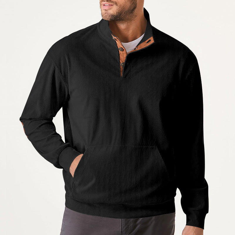 Herren hochfunktioneller Sweatpullover mit Stehkragen und praktischer Kängurutasche ModeGeist