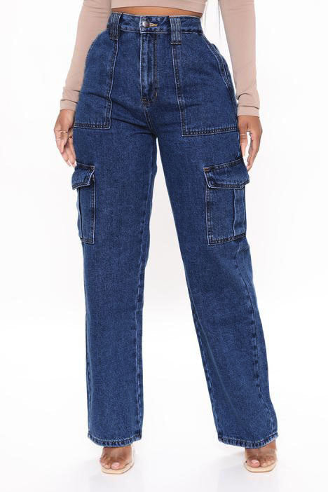 MODEGEIST Damenhose mit hohem Bund und vielen Taschen