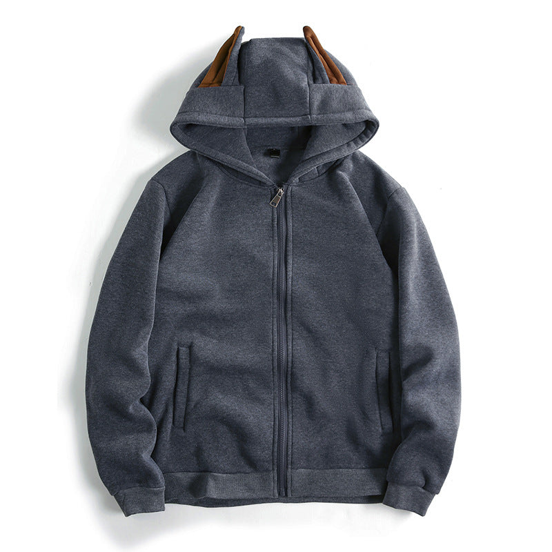Damen Kapuzenjacke mit kreativen Ohren-Details und praktischem Reißverschluss ModeGeist