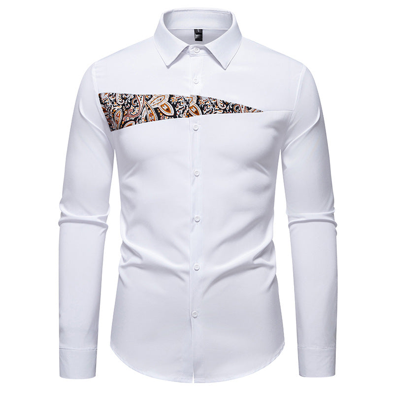 Herren modisches Langarmhemd mit Paisleymuster-Details ModeGeist
