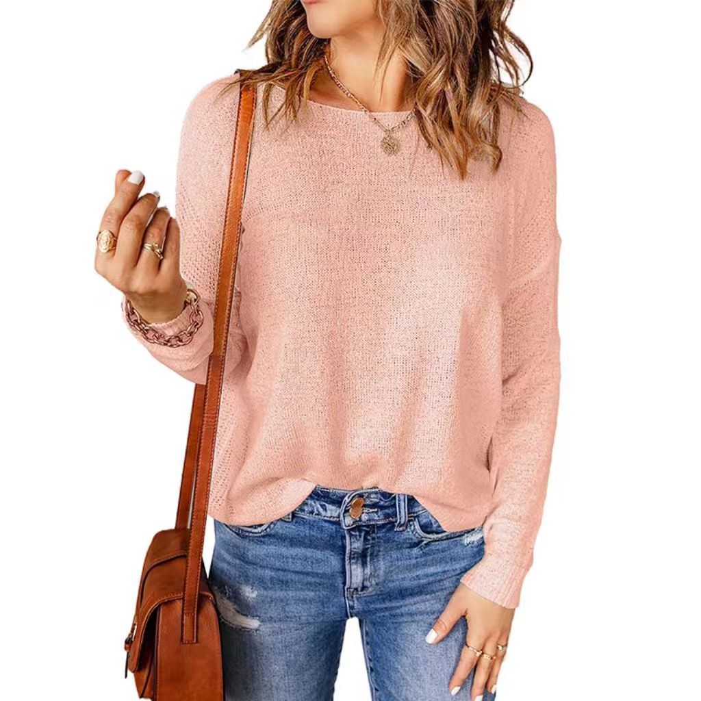 Damen Grober Strickpullover mit weitem Schnitt und dekorativem V-Ausschnitt ModeGeist
