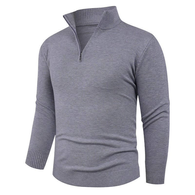 Herren Strickpullover mit hohem Kragen und praktischem Reißverschluss ModeGeist