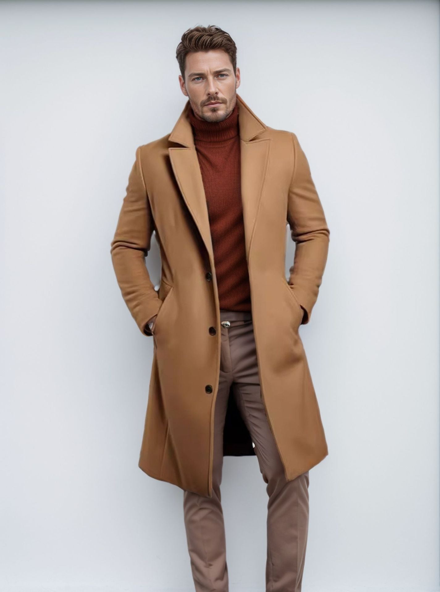Herren schicker Wollmantel mit strukturiertem Obermaterial ModeGeist