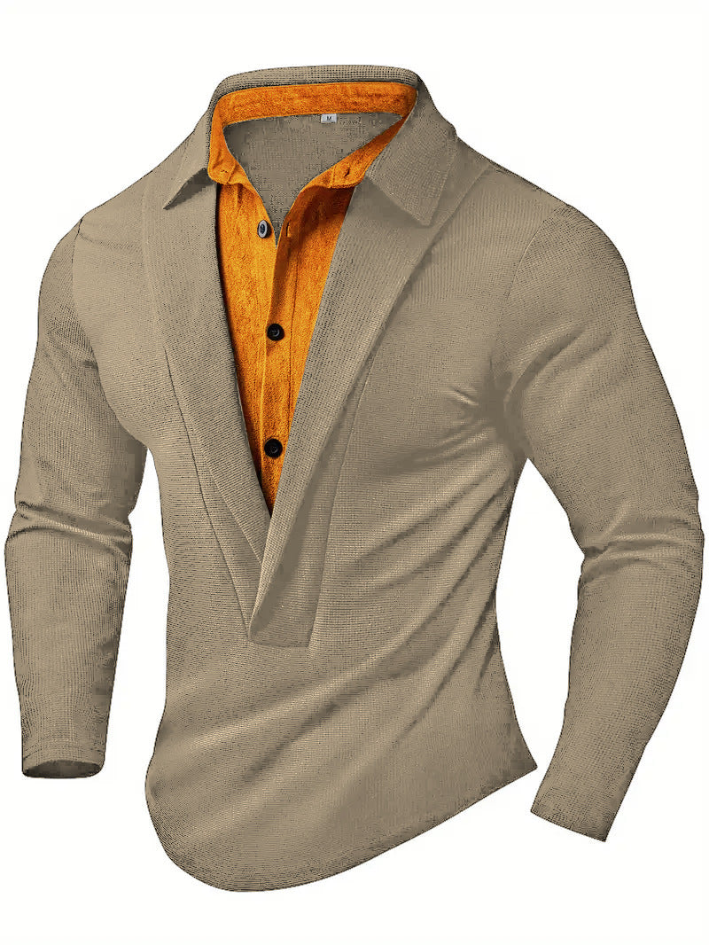 Herren Elegantes Langarmhemd mit modernem Kragen und texturiertem Design ModeGeist