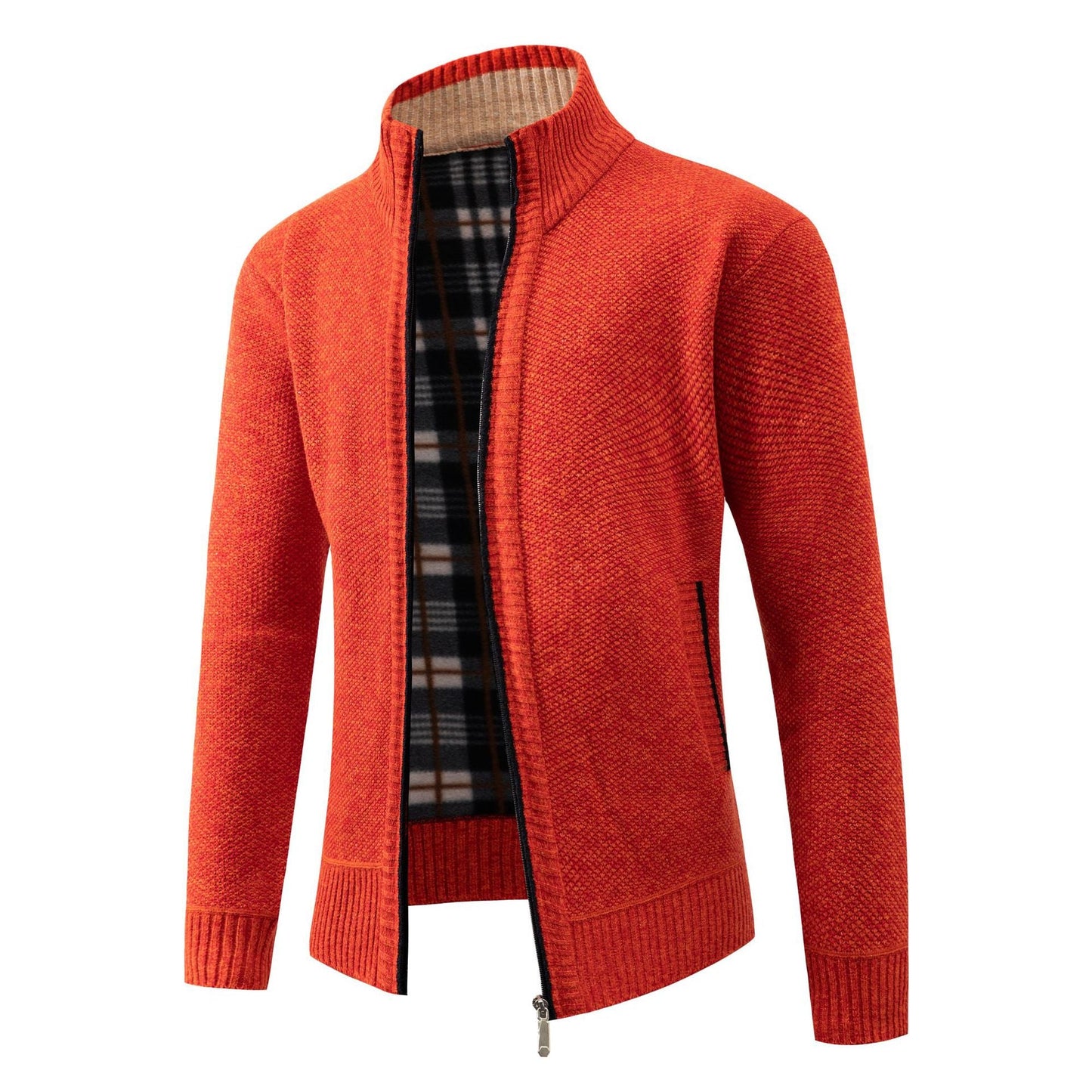 Herren Strickjacke mit modernem Stehkragen und klassischem Innenfutter ModeGeist