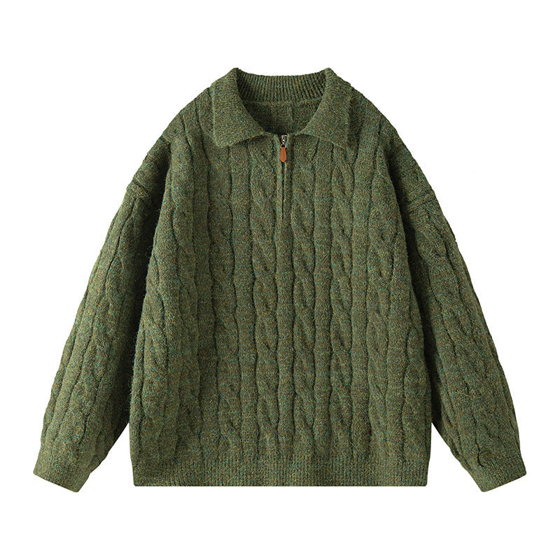 Damen Hochwertiger Strickpullover mit kurzem Reißverschluss und klassischem Kragen ModeGeist