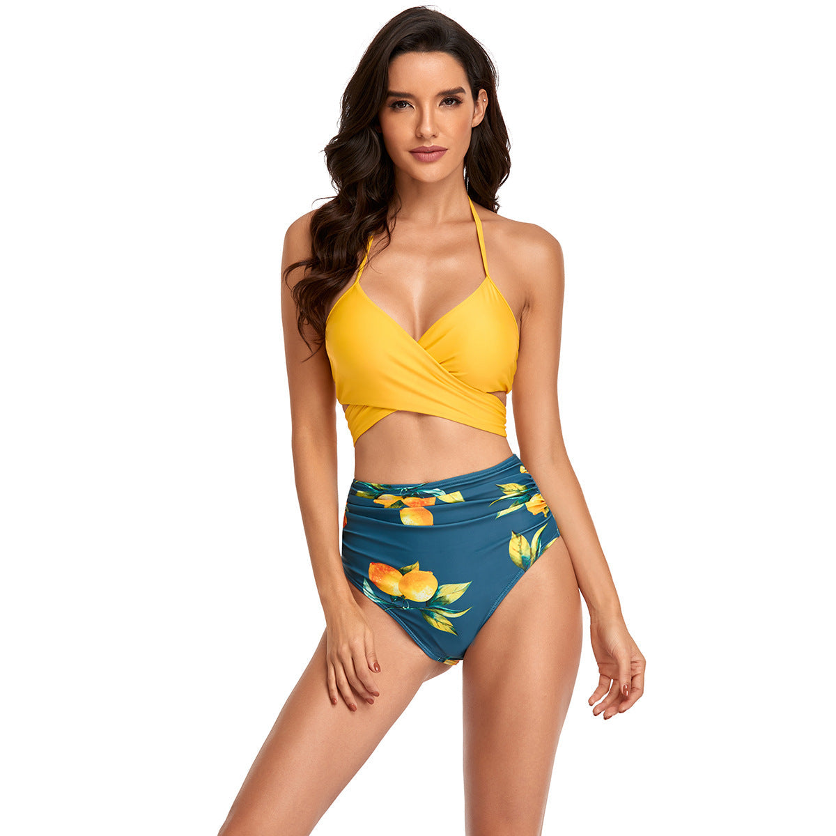 Moderner Damen Bikini mit Wickeldesign und hohem, figurbetontem Bund von MODEGEIST