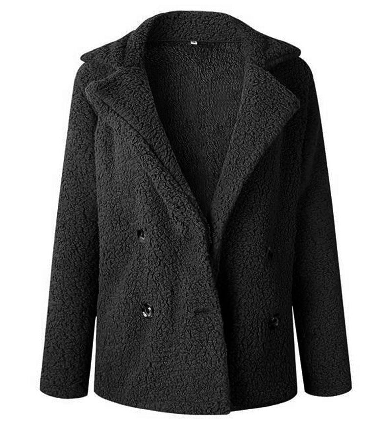 Damen Flauschiger Doppelreiher Blazer aus Kunstfell ModeGeist