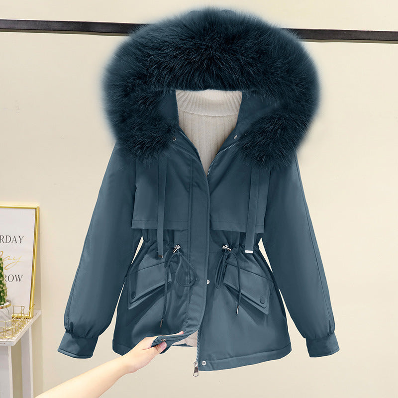 Damen Winterjacke mit funktionalem Reißverschluss und abnehmbarem Kunstpelzkragen ModeGeist