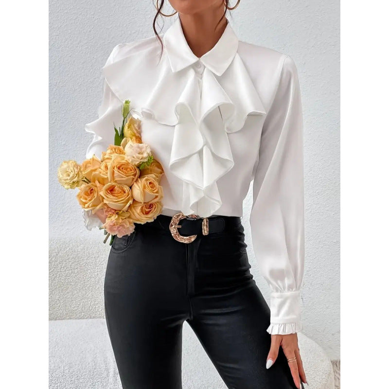 Damen Bluse mitraffinierten Rüschendetails und eleganten Ärmeln ModeGeist