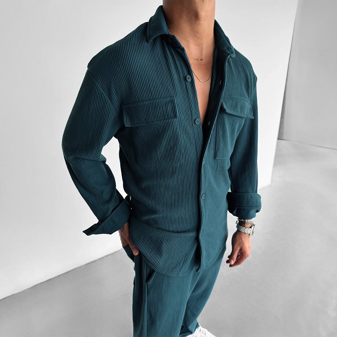 Herren utility Hemdbluse mit doppelten Brusttaschen ModeGeist