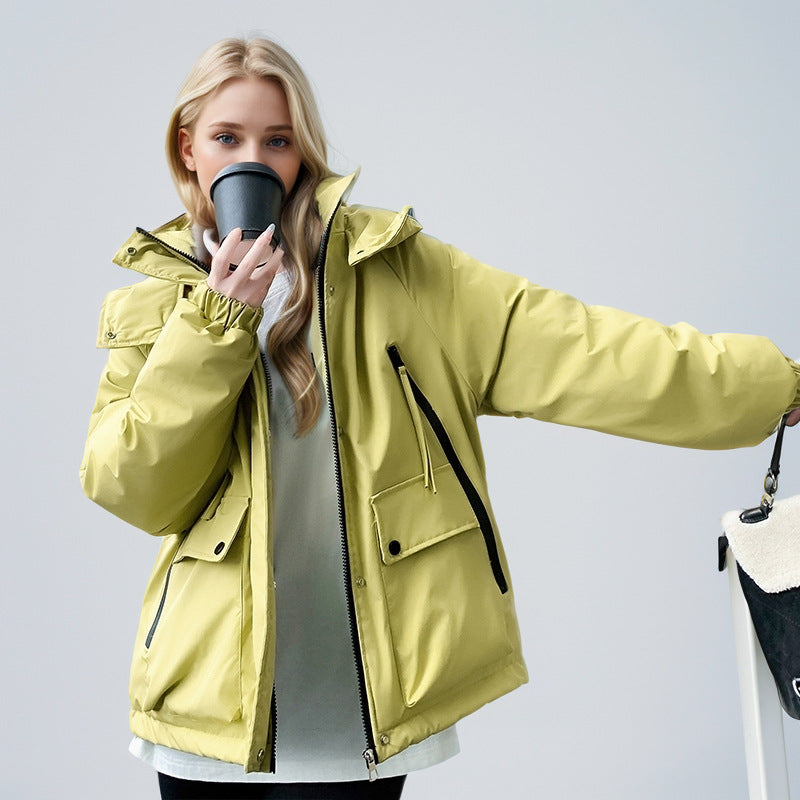 Damen sportliche Übergangsjacke mit vielfältigen Taschen und verstellbarem Kragen ModeGeist