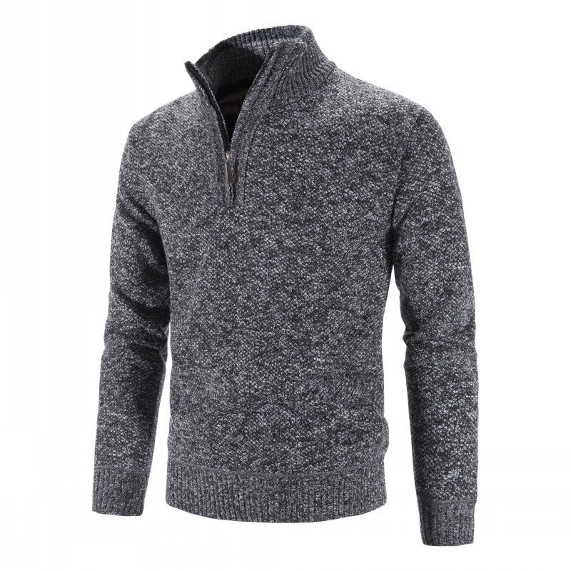 Herren modischer Strickpullover mit halbem Reißverschluss und strukturiertem Design ModeGeist