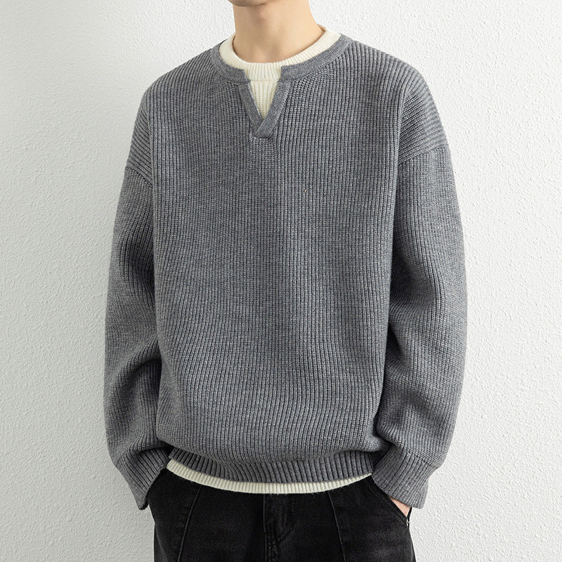 Herren Strickpullover mit V-Ausschnitt und strukturiertem Design ModeGeist