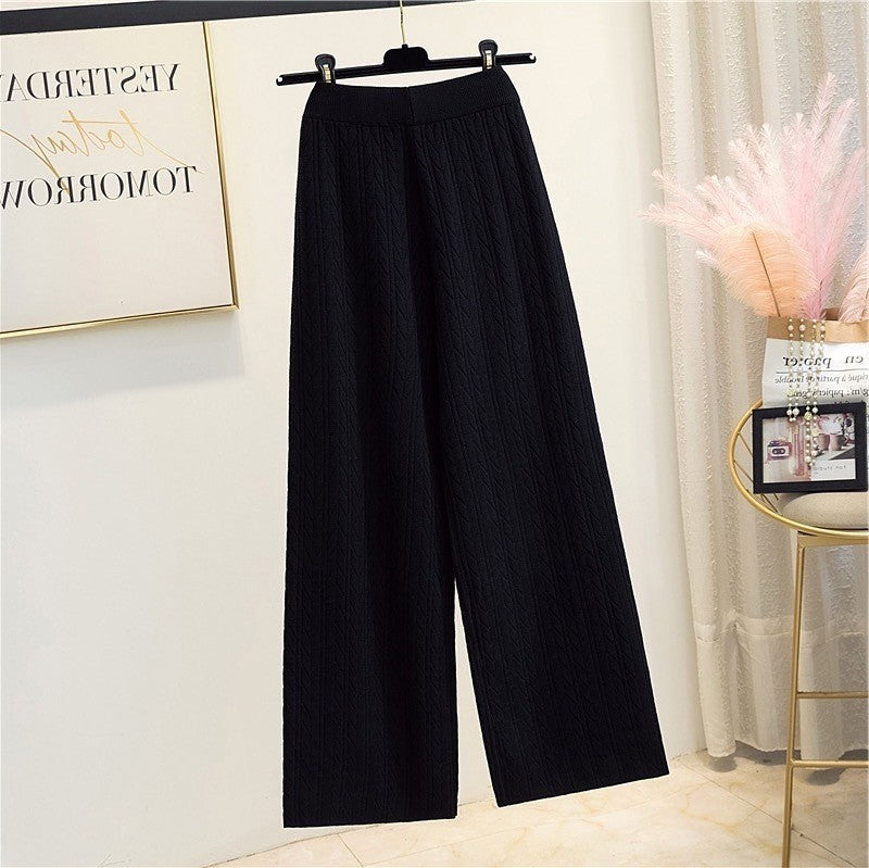 Damen Weite Strickhose mit Zopfmuster ModeGeist