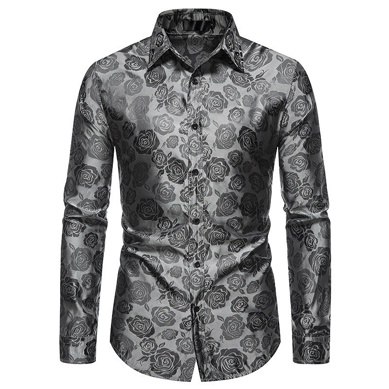 Herren Hemd mit floralen Prägungen und elegantem Glanz ModeGeist