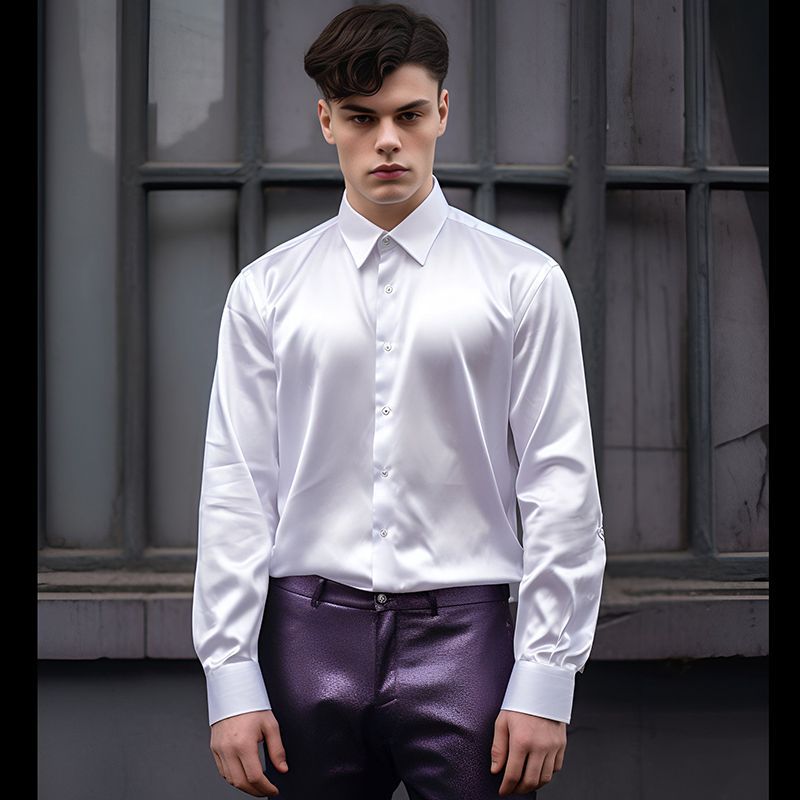 Herren Hemd aus glänzendem Satin mit modernem Kragen ModeGeist