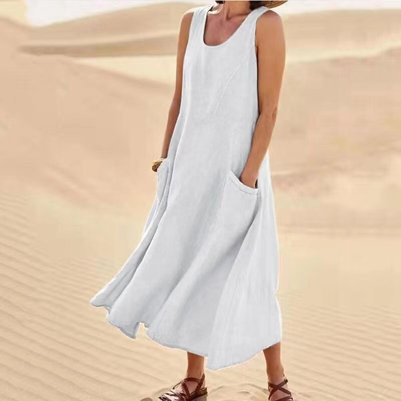 Damen Sommerliches Maxi-Kleid mit praktischen Taschen und lässigem Schnitt ModeGeist