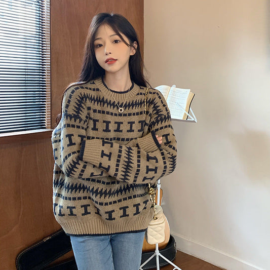 Damen Strickpullover mit modernem geometrischem Muster ModeGeist - ModeGeist