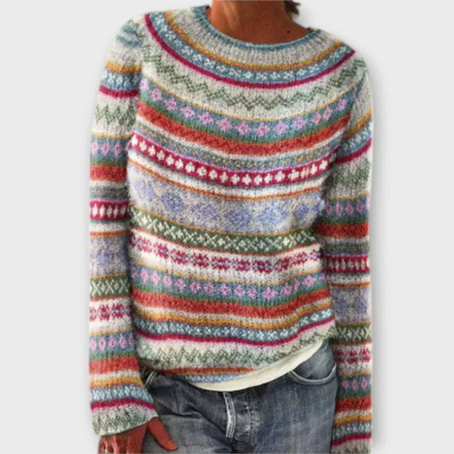 MODEGEIST Damen Vintage-Pullover Weiche Struktur Klassisches Design Zeitlos