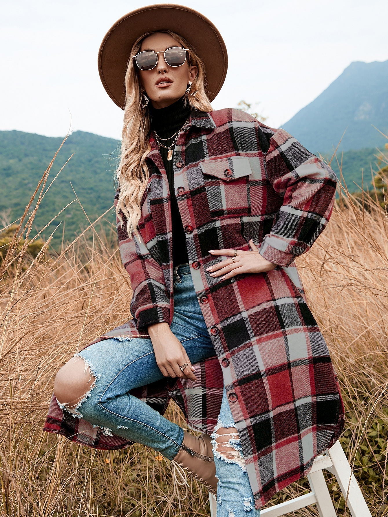 Damen Flanellhemd-Kleid mit Karomuster ModeGeist