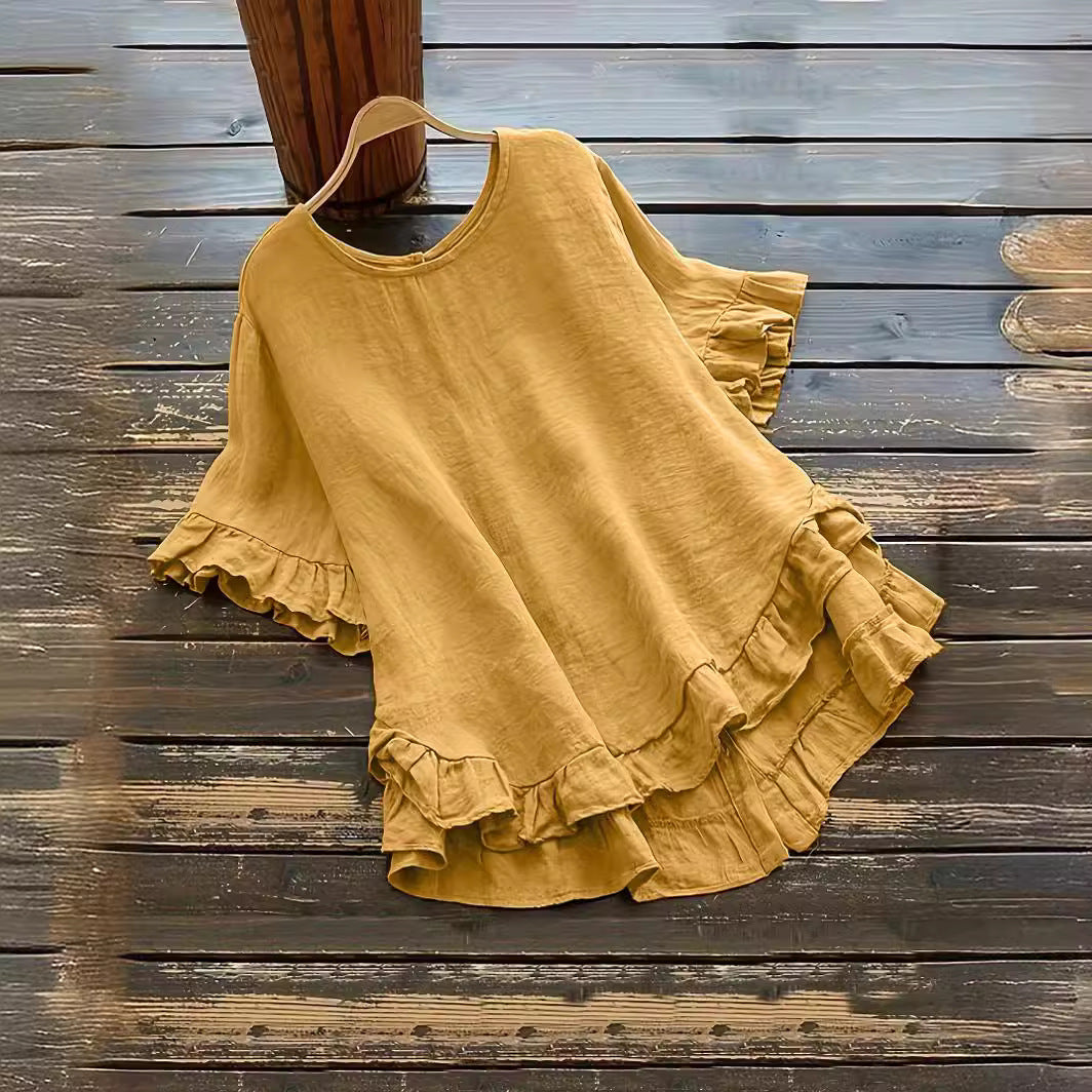 Damen lässiges Oberteil mit Rüschendetails und weit geschnittenem Design ModeGeist