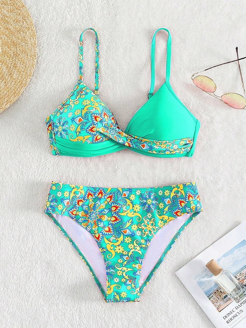 MODEGEIST Women's Floral Print Bralette Bikini