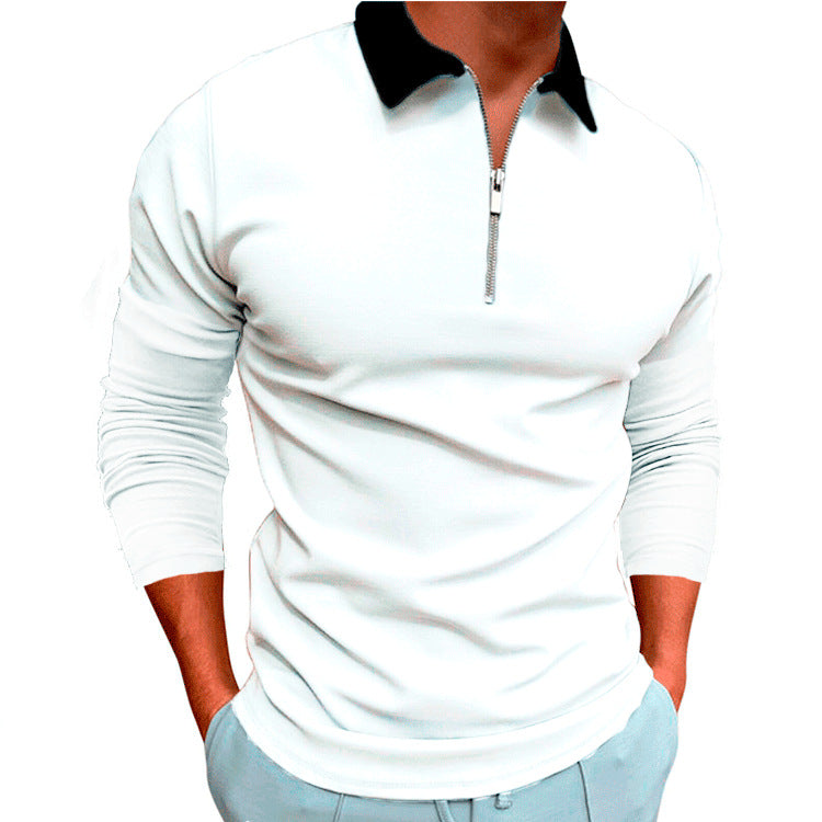Herren sportlicher Pullover mit 1/4 Reißverschluss und kontrastierendem Kragen ModeGeist