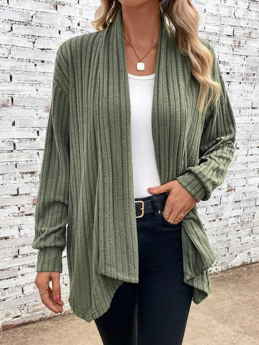 Damen lässiger Strickcardigan mit markantem Rippdesign ModeGeist