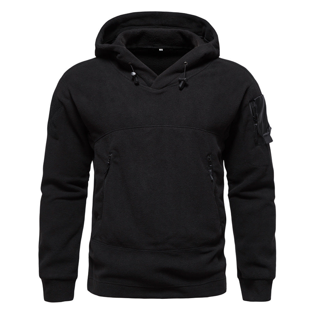 Herren moderne Fleece-Hoodie mit strategischen Reißverschlusstaschen ModeGeist