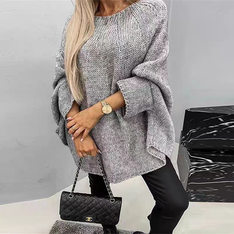 Damen Lockere Strick-Poncho mit weit geschnittenen Ärmeln ModeGeist