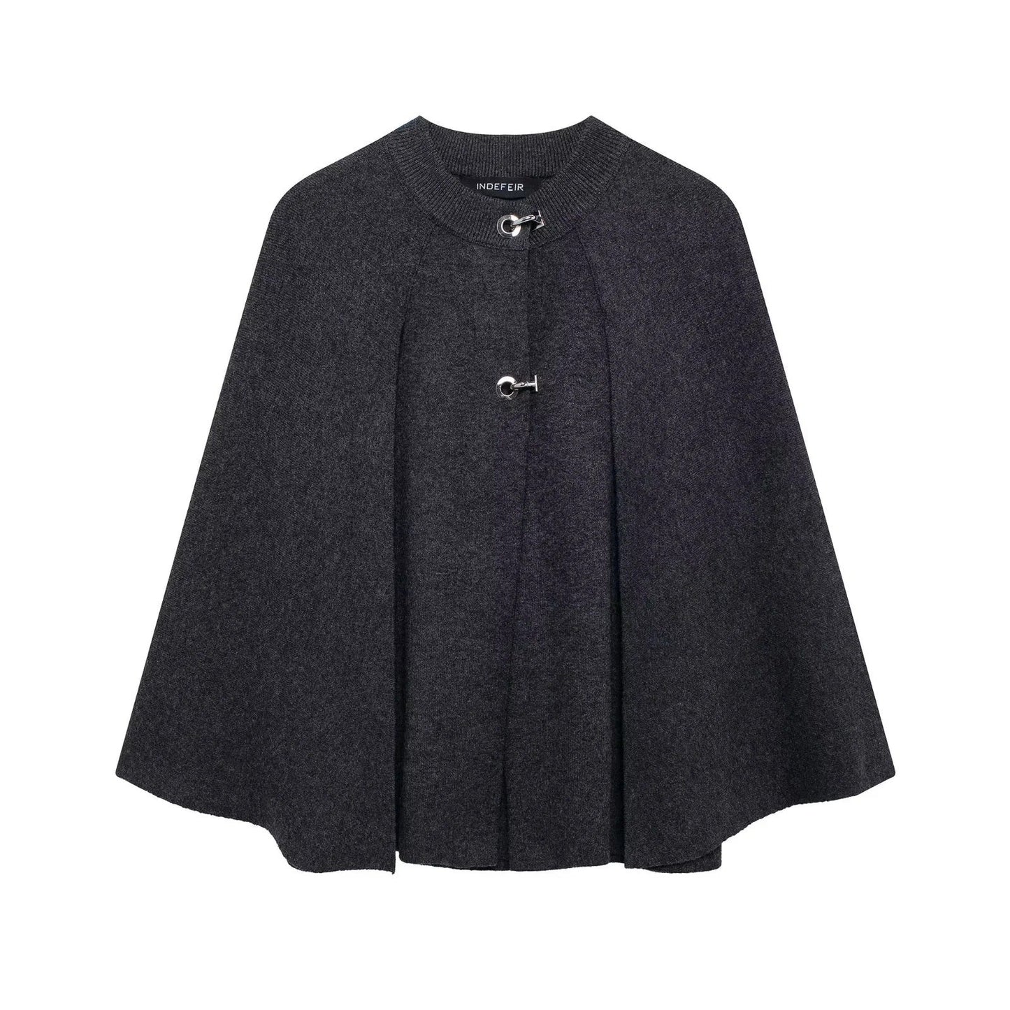 Damen modische Umhangjacke mit elegantem Stehkragen und dekorativen Knopfdetails ModeGeist