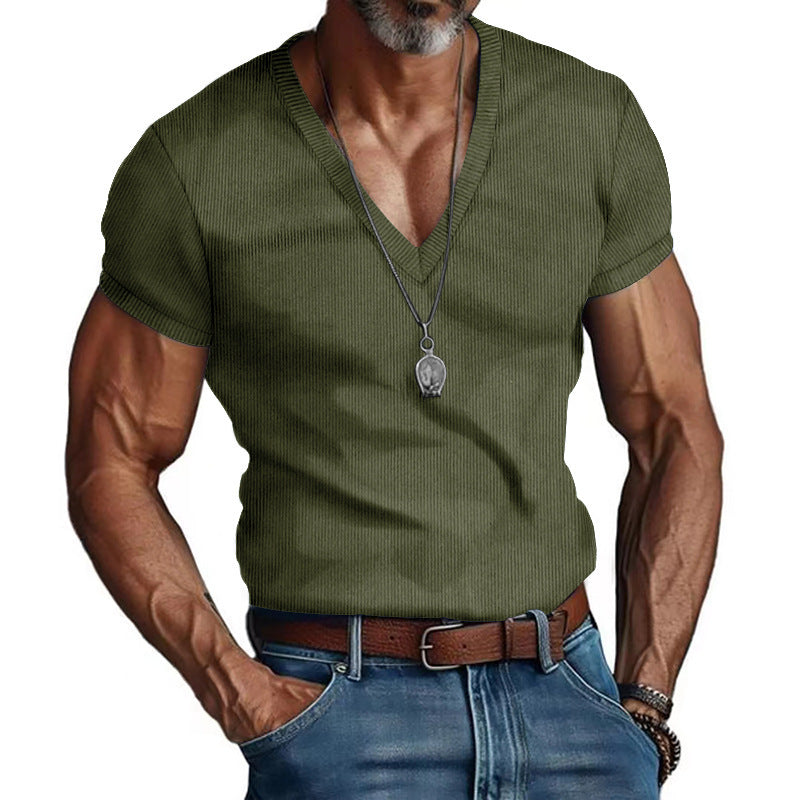 Herren Kurzarm V-Ausschnitt T-Shirt ModeGeist