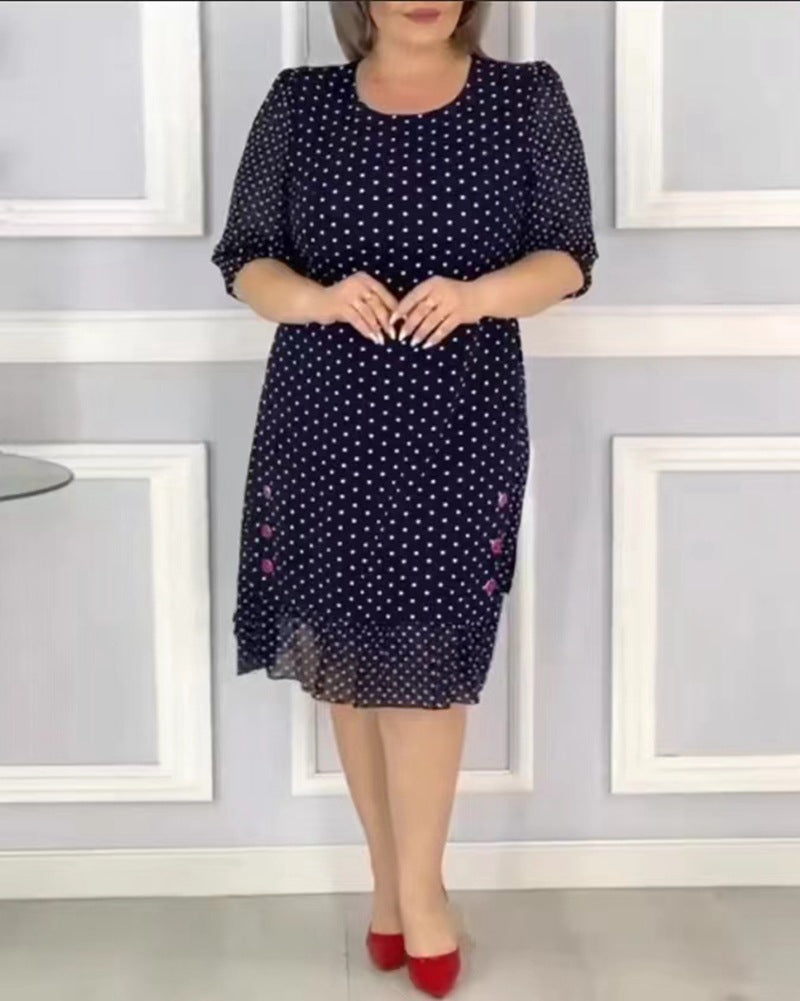Elegantes Damen Freizeitkleid mit Punkten und Rüschen von MODEGEIST