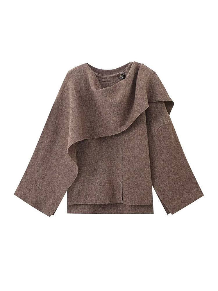 Damen Poncho aus hochwertiger Strickware mit asymmetrischem Design ModeGeist