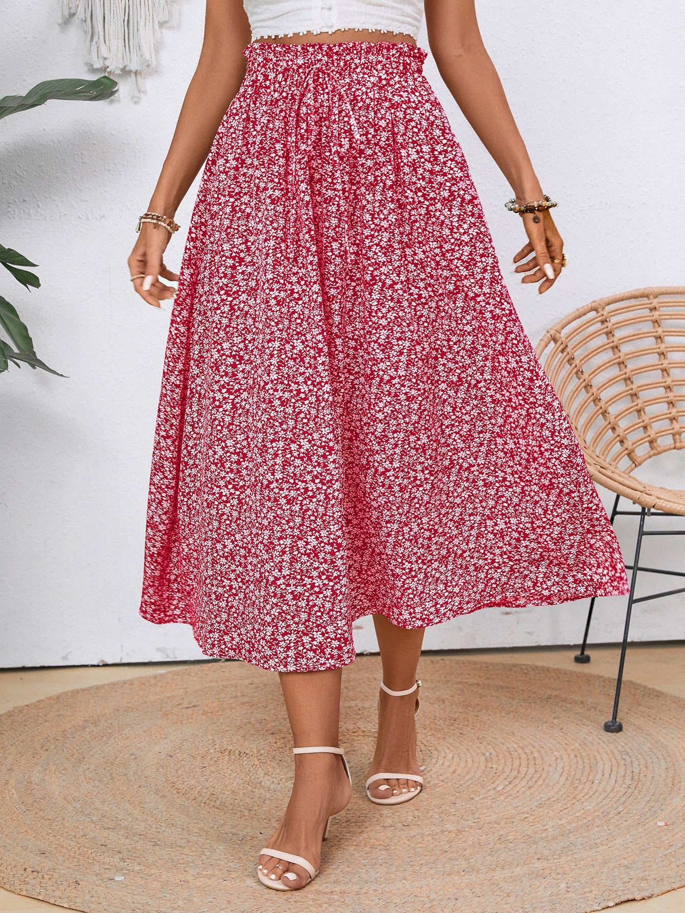 Damen Midi-Rock mit floralen Print ModeGeist