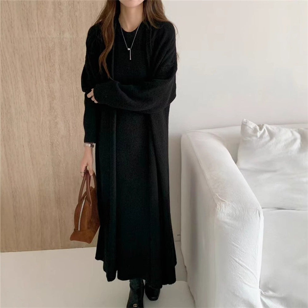 Damen Maxi-Strickkleid mit legerem Schnitt und langem Ärmel ModeGeist