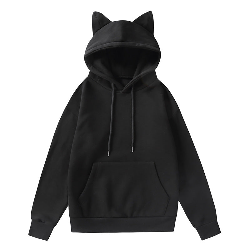 Damen Kapuzenpullover mit Katzenohren und weichem Innenfutter ModeGeist
