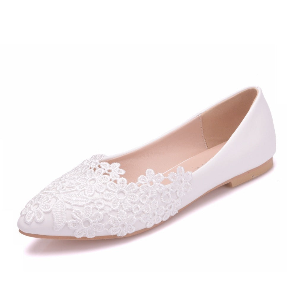 Damen Elegante Ballerinas mit filigraner Blumenstickerei ModeGeist