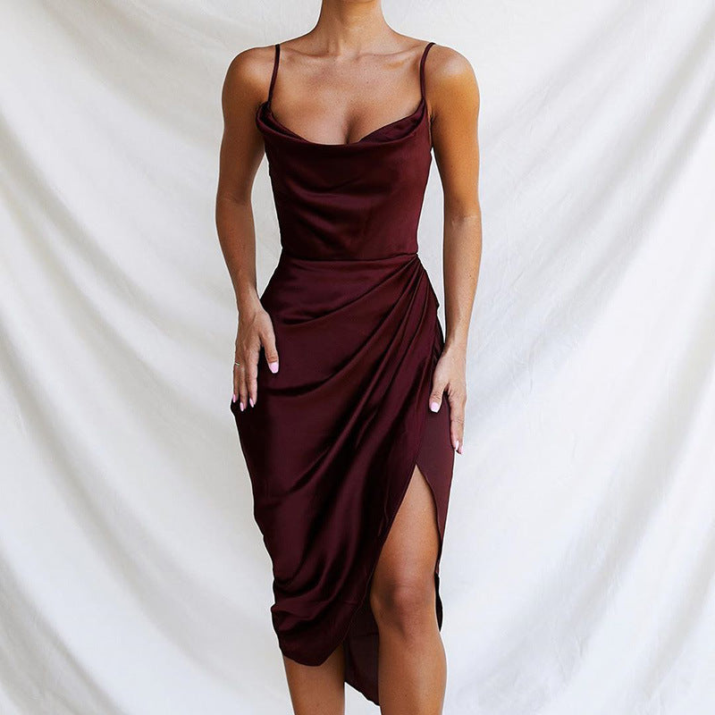 Damen elegantes und figurbetontes Satin-Cocktailkleid ModeGeist