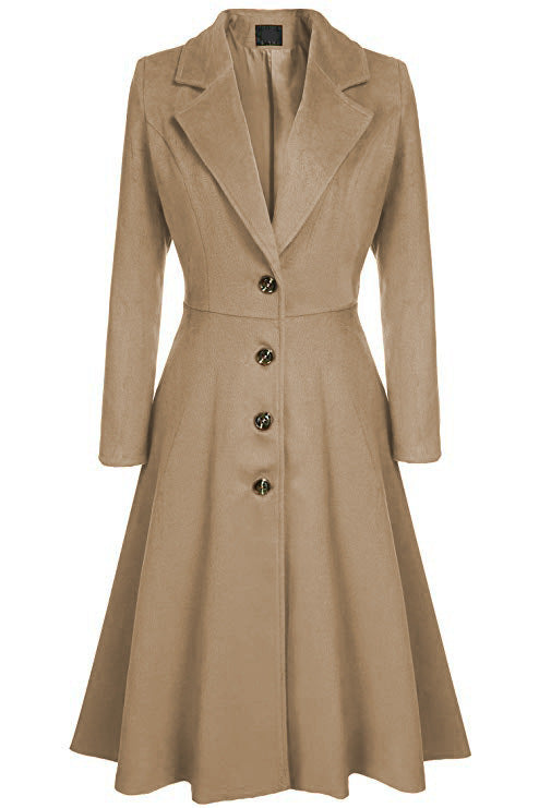 Damen Eleganter Wollmantel mit tailliertem Schnitt und langen Ärmeln ModeGeist