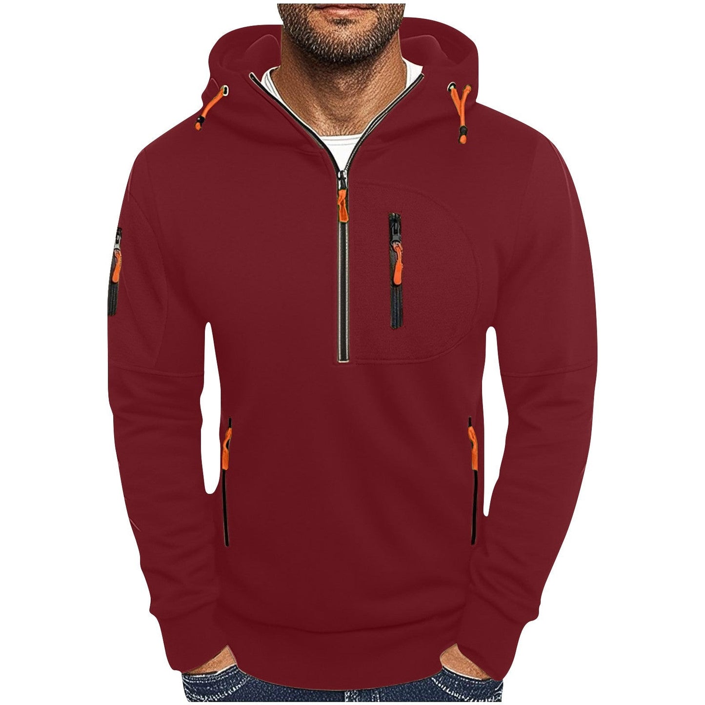 Herren funktionale Kapuzenjacke mit innovativem Halbreißverschluss ModeGeist