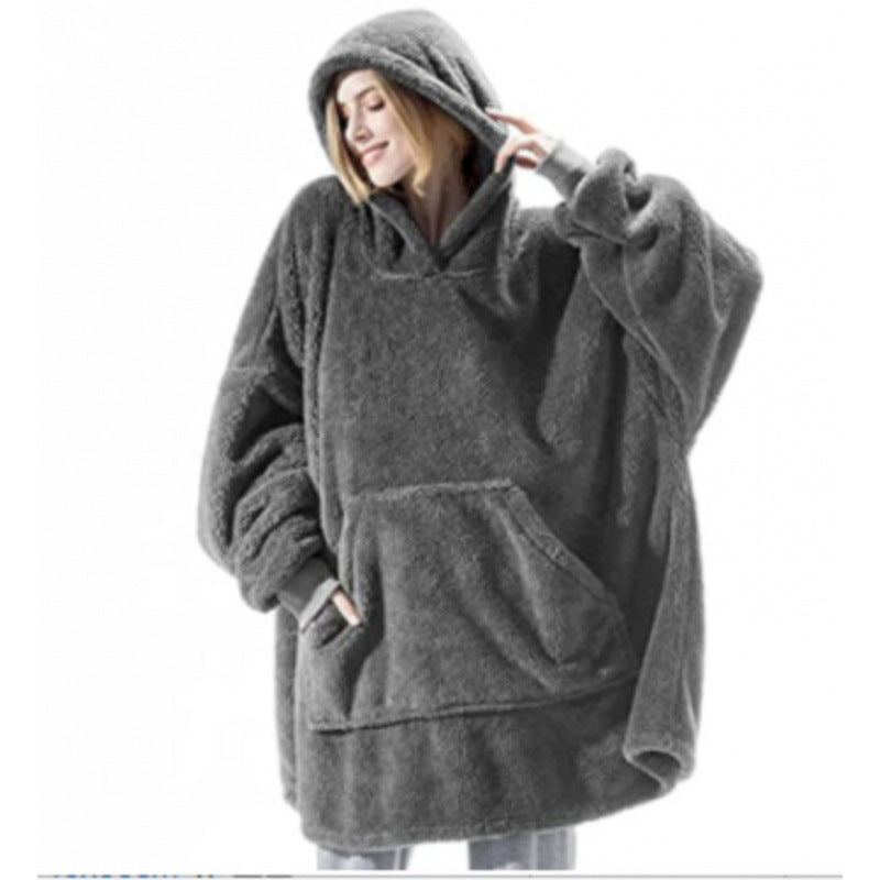 Damen Kuschelige Oversize-Hoodiejacke aus Fleece mit Kängurutasche ModeGeist