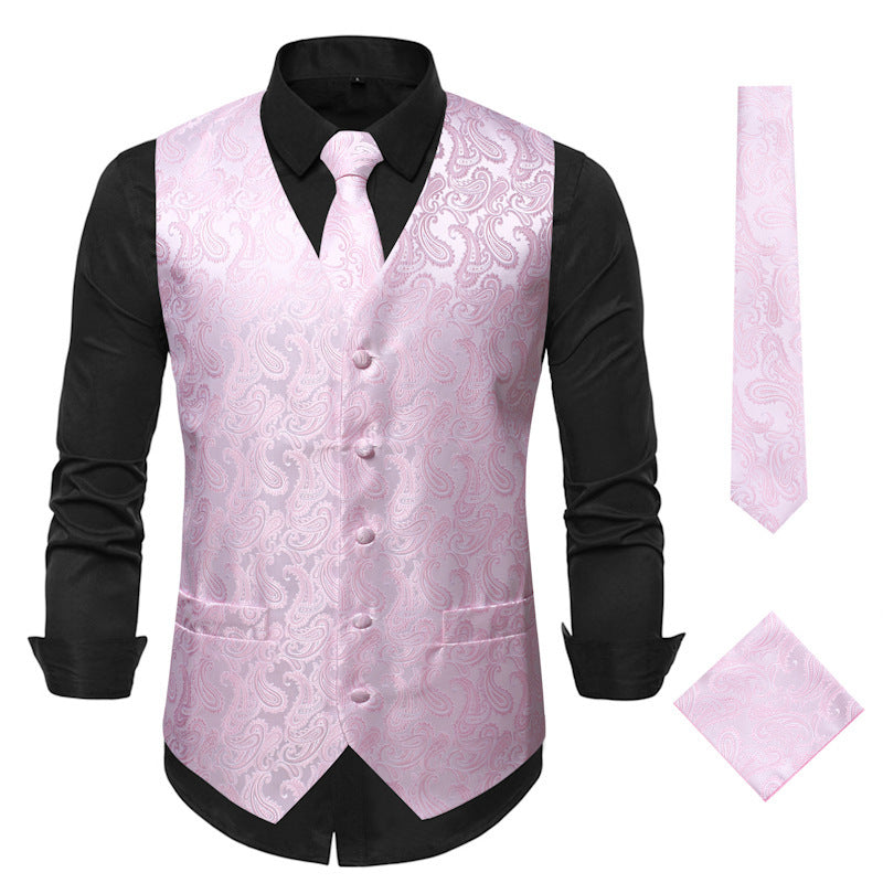 Herren elegante Anzugweste mit eleganten Paisley-Muster und passendem Zubehör ModeGeist