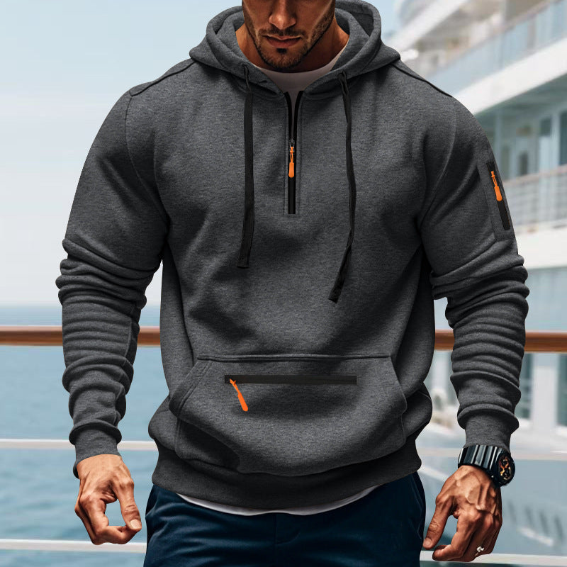 Herren sportlicher Kapuzenpullover mit praktischem Zwei-Wege-Reißverschluss und seitlichen Taschen ModeGeist