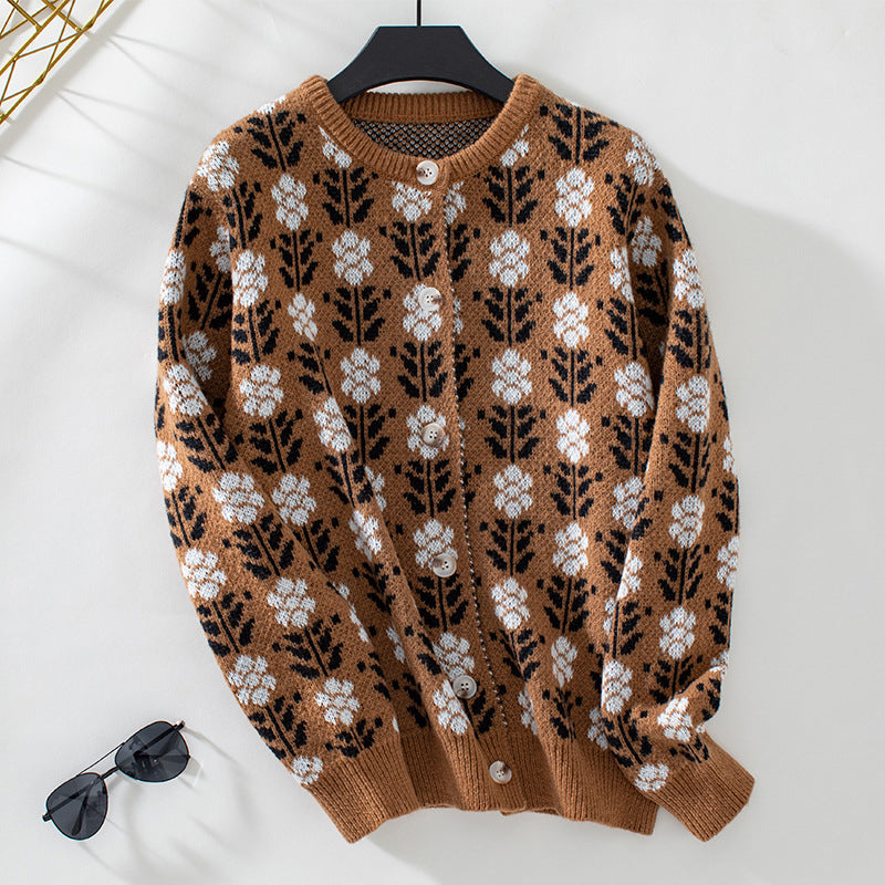 ModeGeist | Strickjacke mit Blumenmuster
