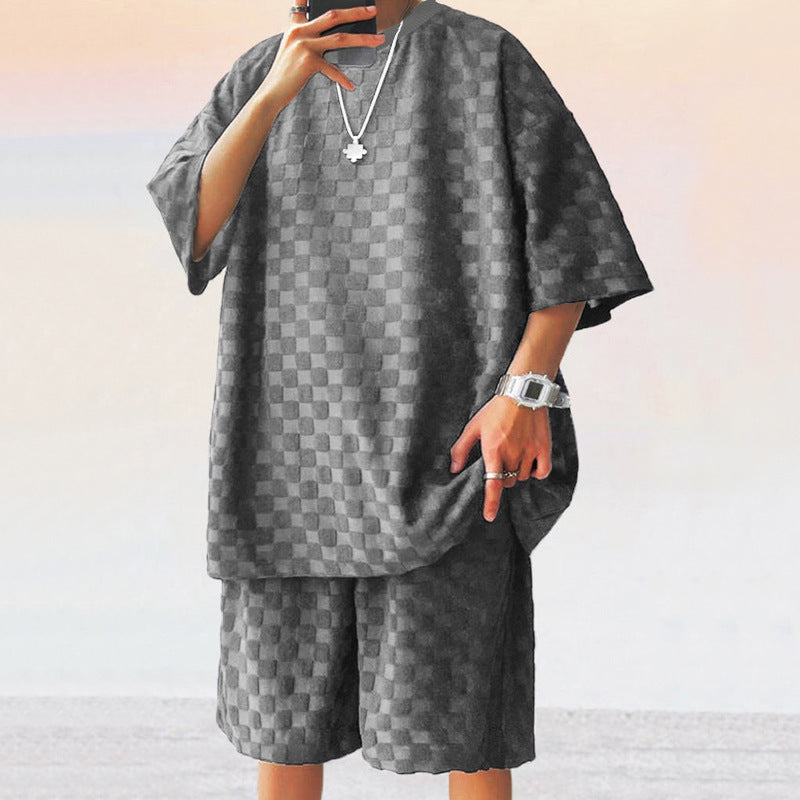 Herren lässiges Set aus strukturiertem Oberteil und Shorts ModeGeist